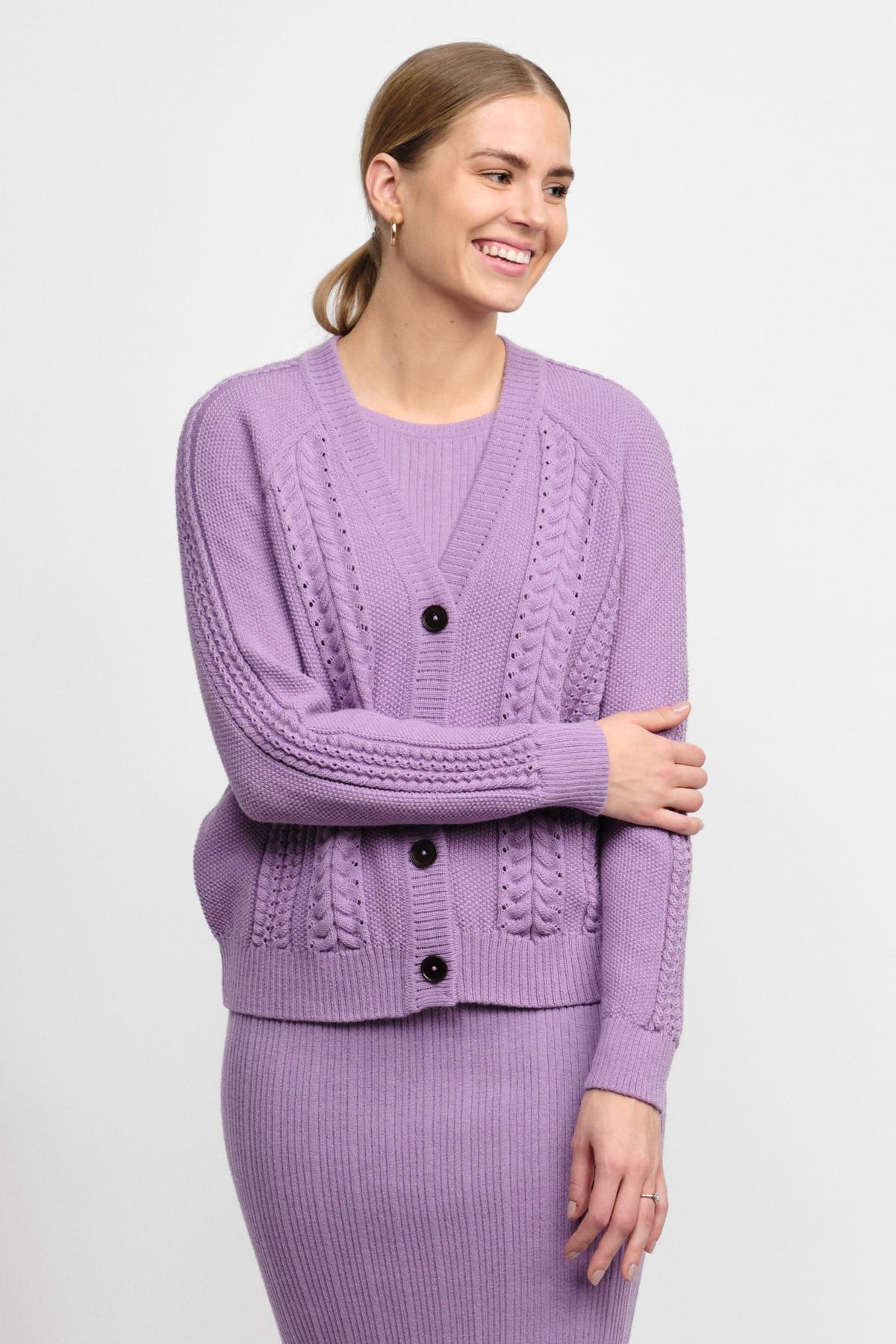 Plait-neuletakki, Lila, XS, 1 LK, #7158