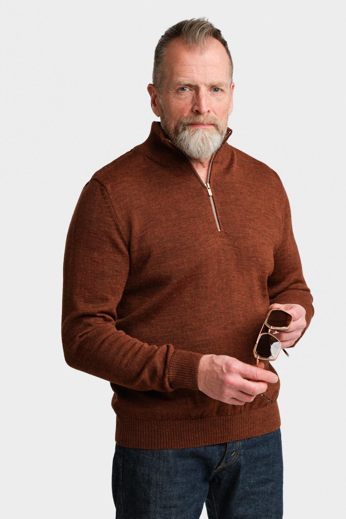 Half Zip -neulepusero, mahonki