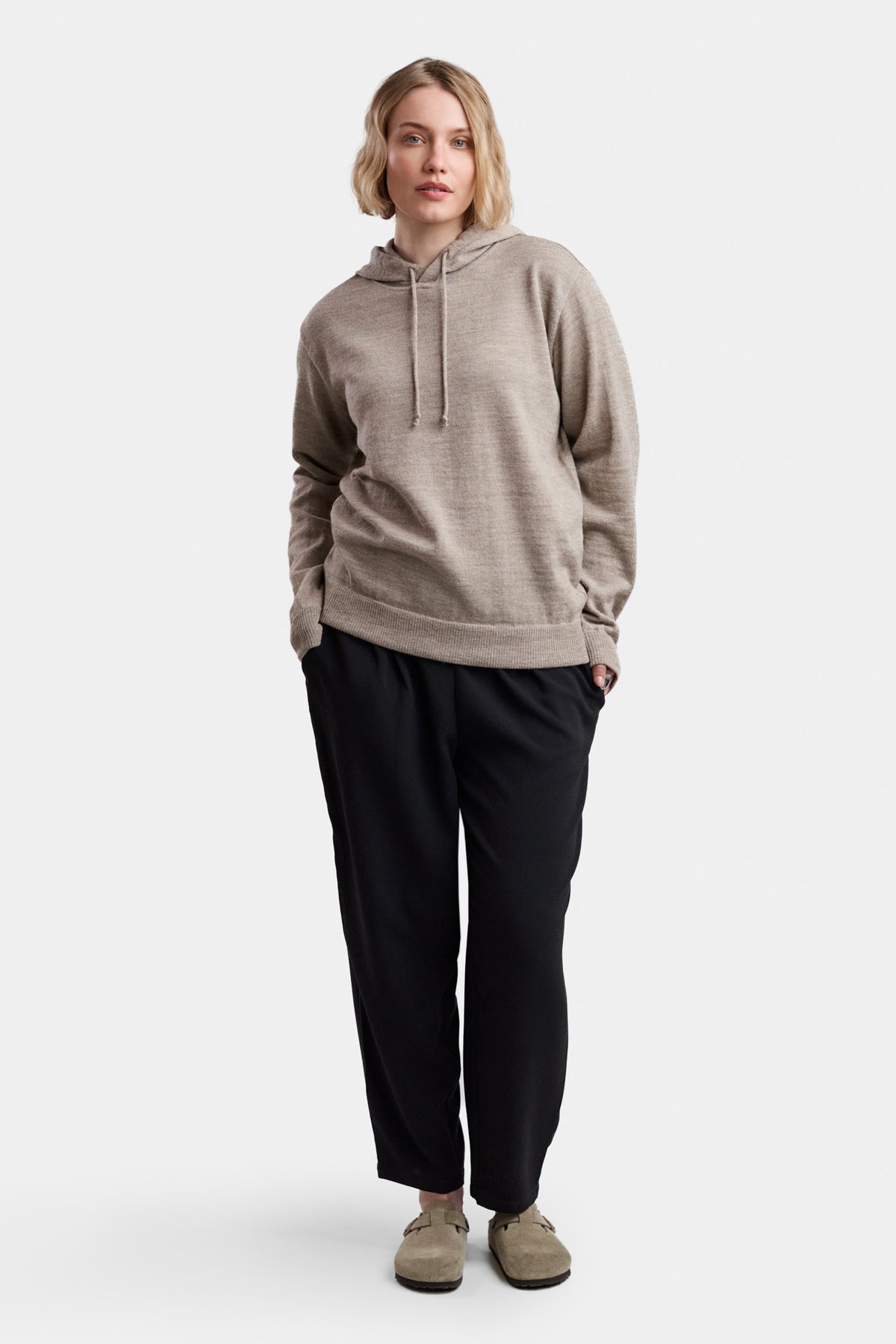Hoodie-neulehuppari, greige