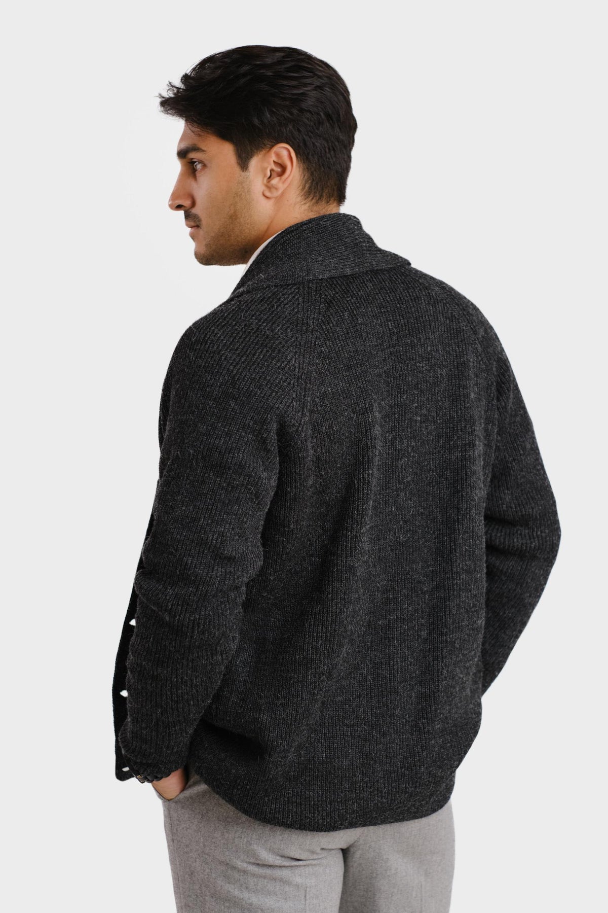 Shawl Collar-shaalineule, hiilenharmaa
