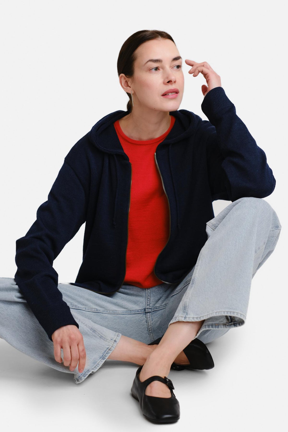 Hoodie Zip neulehuppari, navy