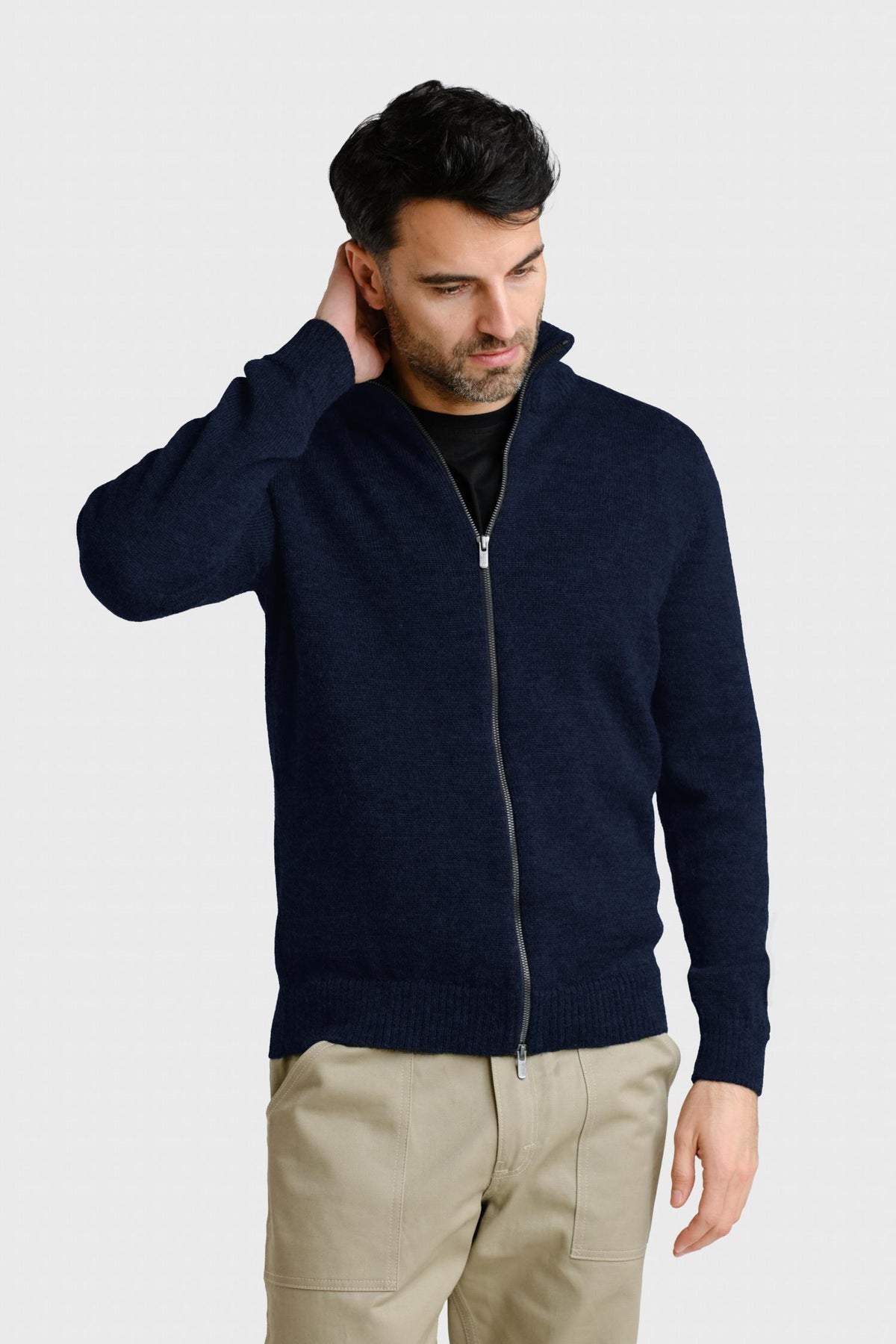 Zipper-neuletakki, navy