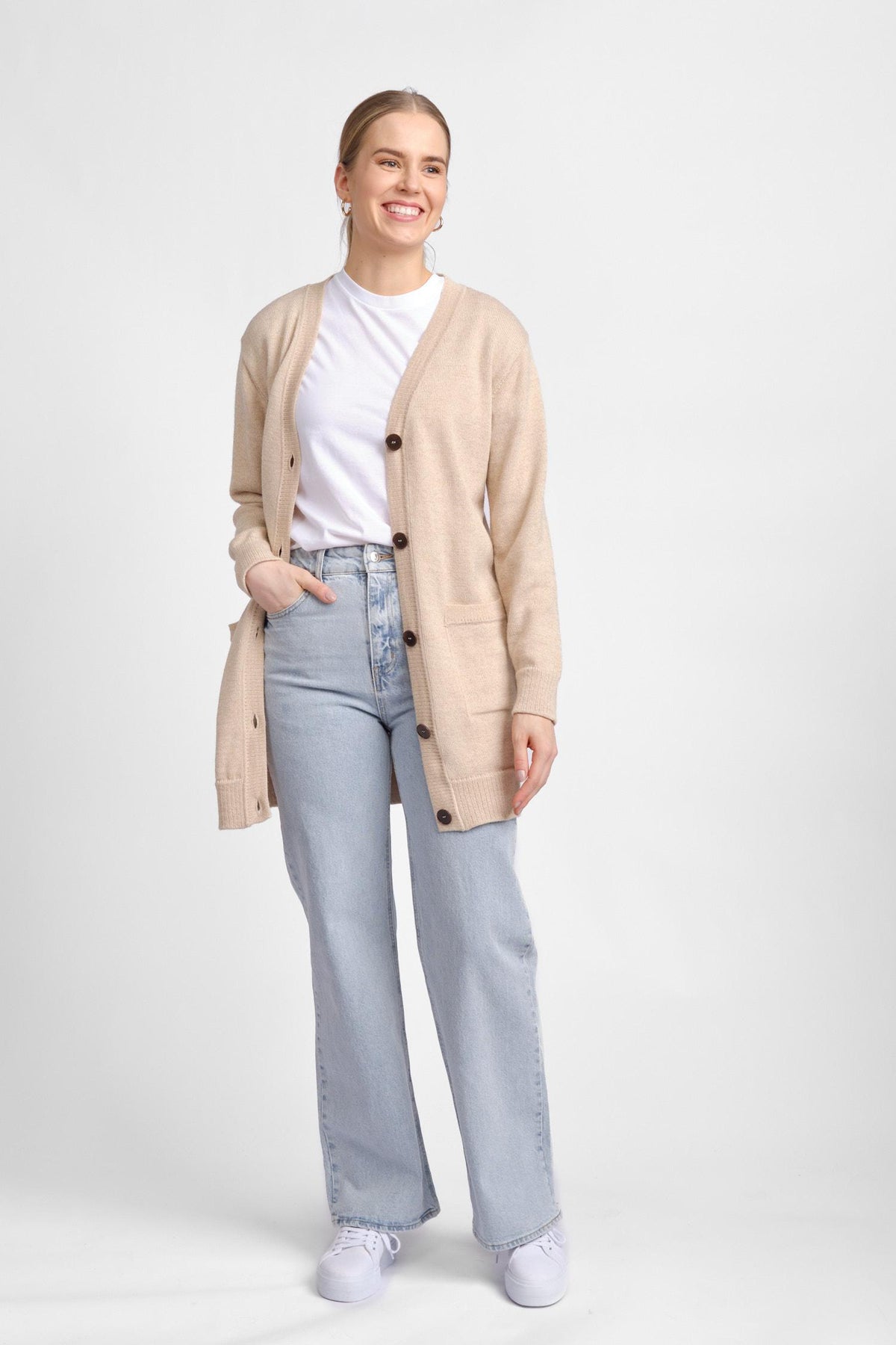 Cuddle-neuletakki, beige (M) #YM0047