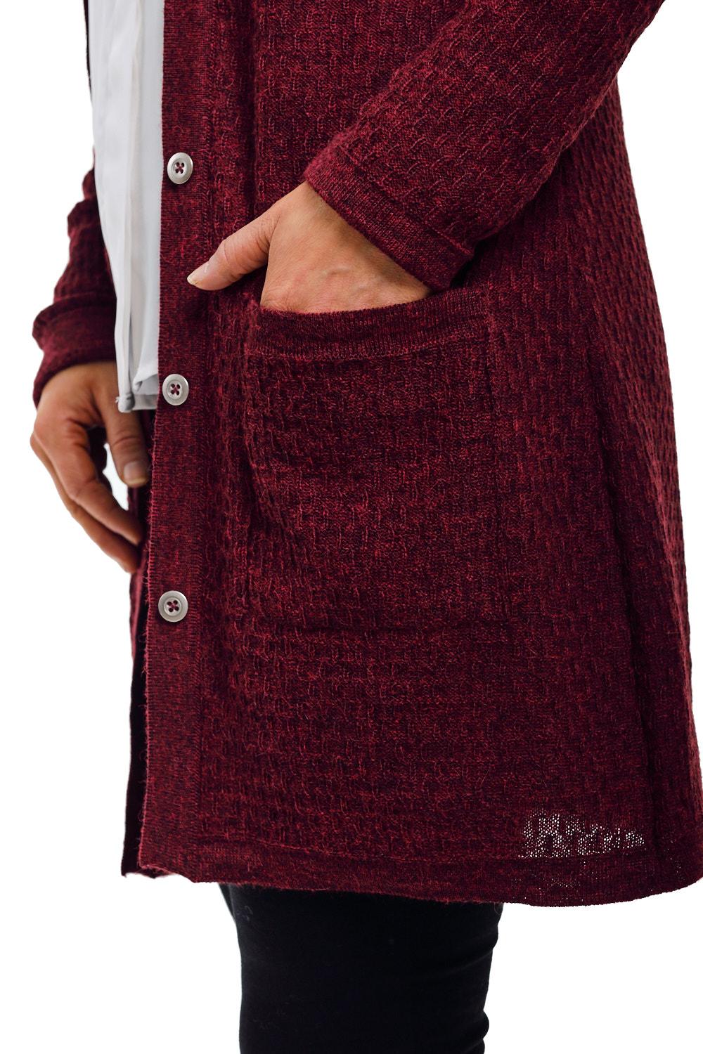 Drizzle-neuletakki, Burgundi, XS, 2 LK, #6214