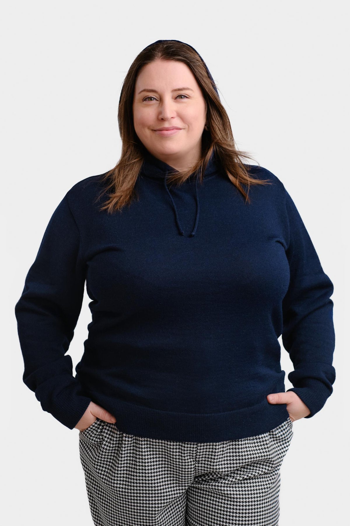 Hoodie-neulehuppari, navy