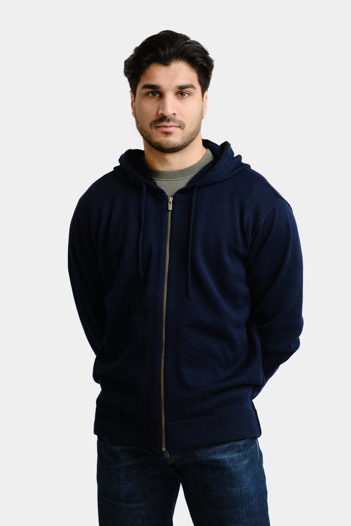 Hoodie Zip alpakkahuppari, navy