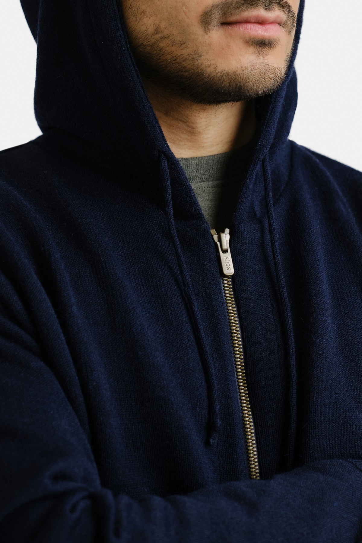 Hoodie Zip alpakkahuppari, navy
