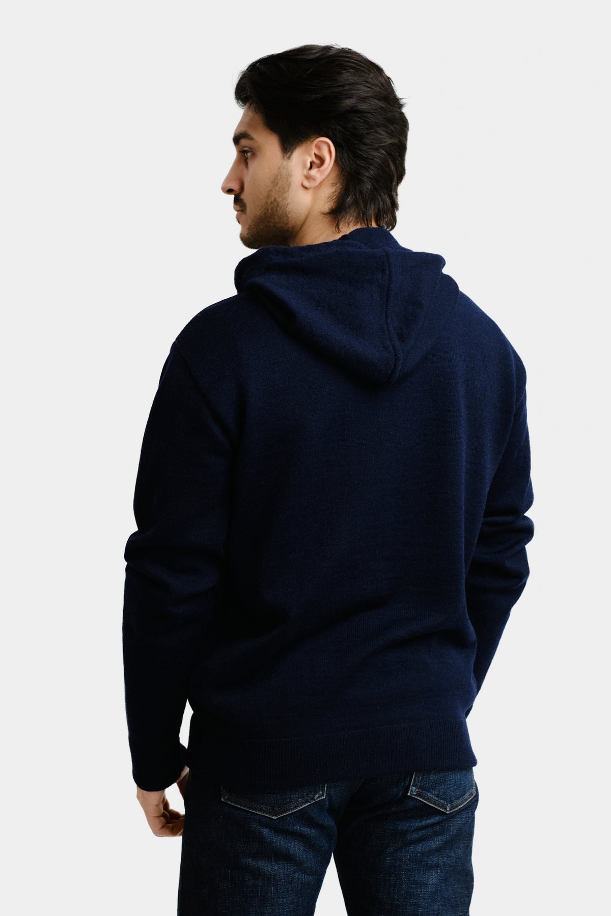 Hoodie Zip alpakkahuppari, navy