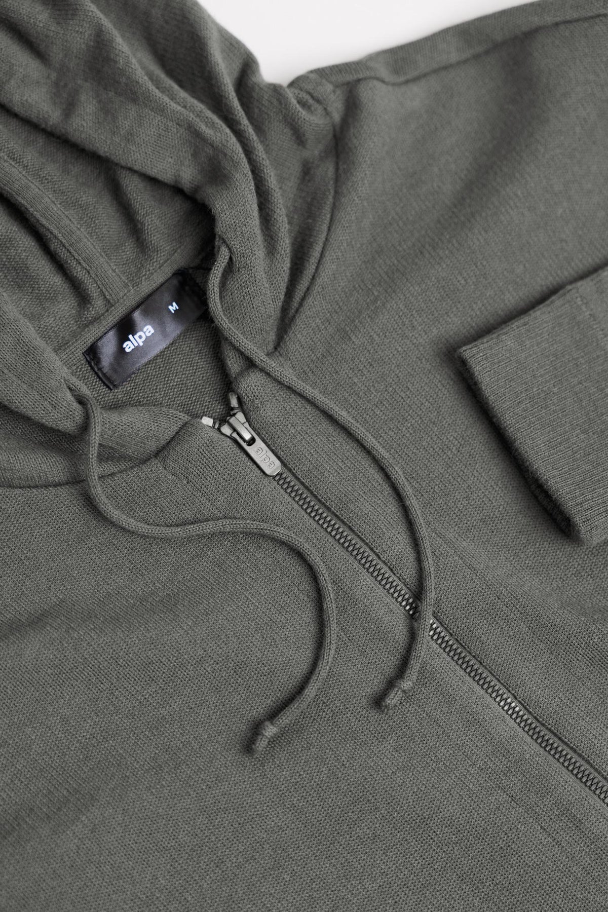 Hoodie Zip alpakkahuppari, sypressi