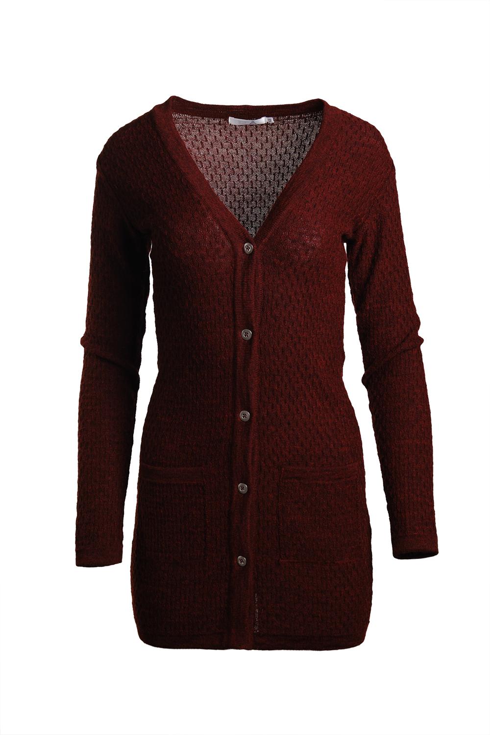Drizzle-neuletakki, Burgundi, XS, 2 LK, #5627